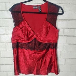 Bisou Bisou Red and Black Lace Top